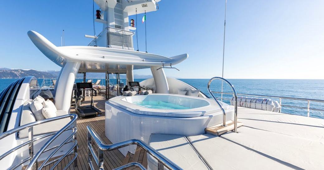 Sundeck Jacuzzi on board charter yacht REVELRY