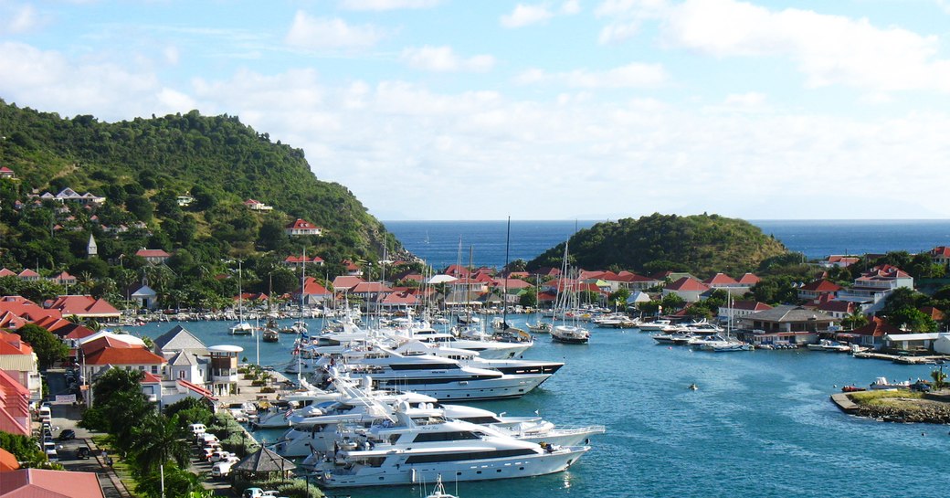 Superyachts gathered in Gustavia, St Barts