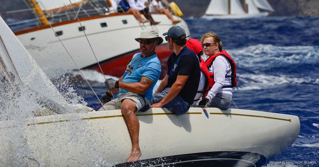 Sailors competing in regatta in Antigua