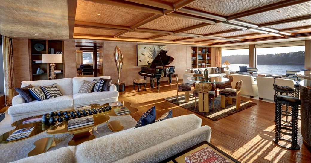 The main salon of luxury yacht SYMPHONY