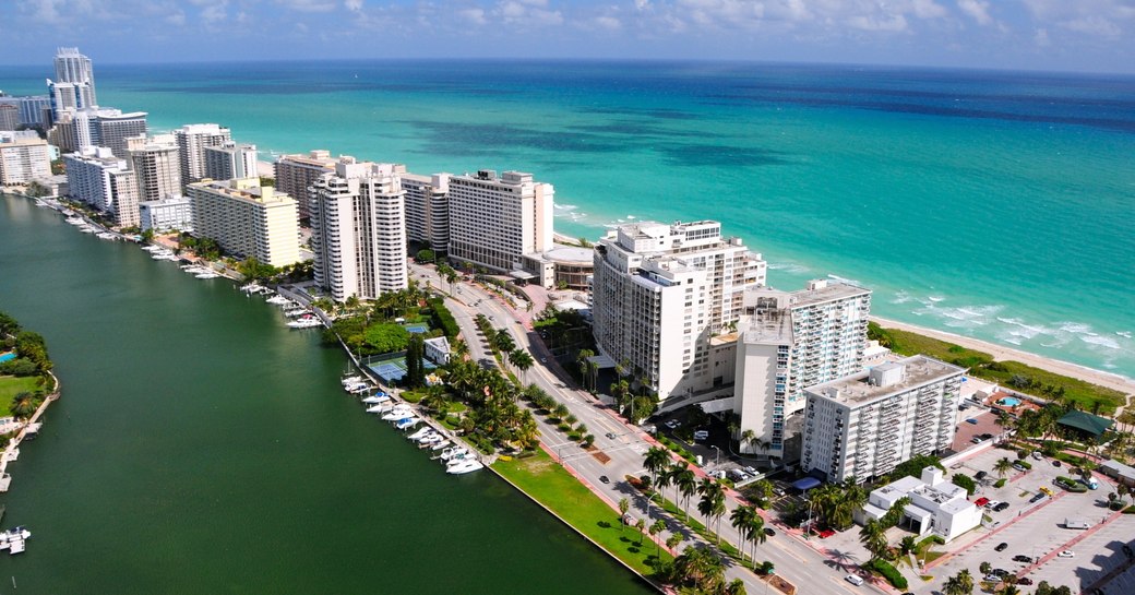 Aerial view of Miami South Beach, Florida, USA