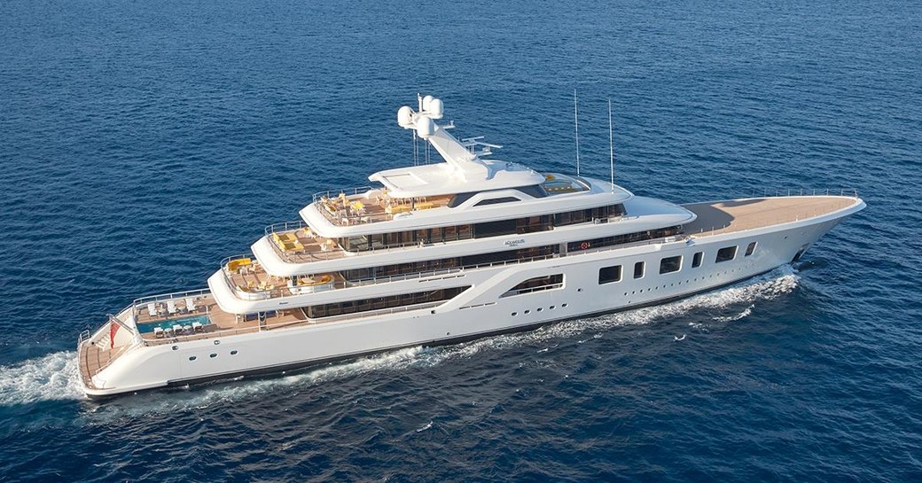 superyacht Aquarius cruising on a Caribbean yacht charter