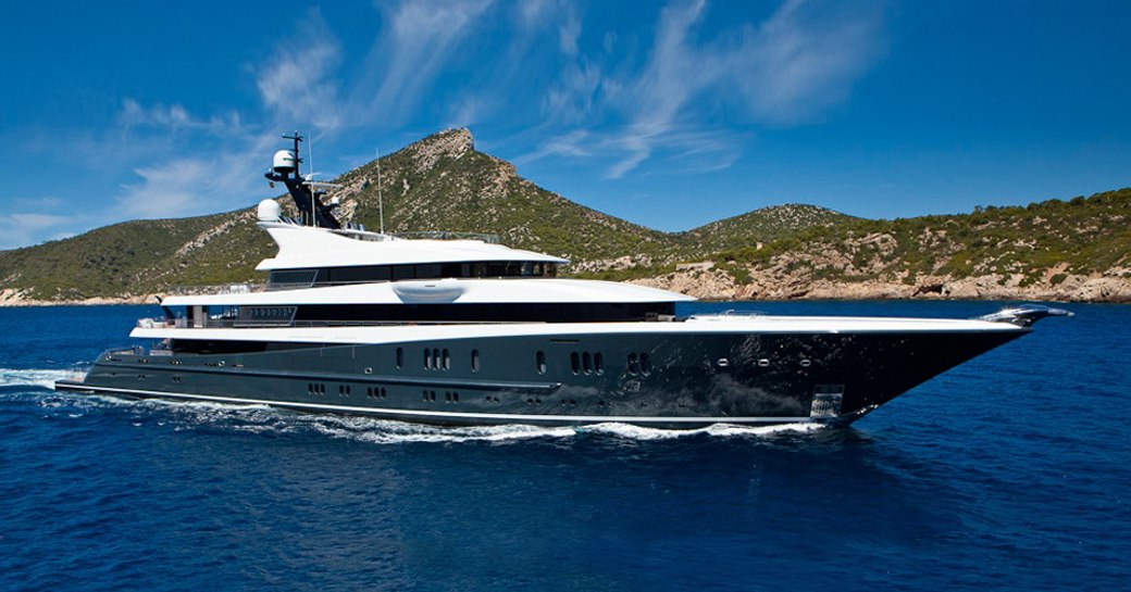 Luxury yacht Phoenix 2 side profile while underway