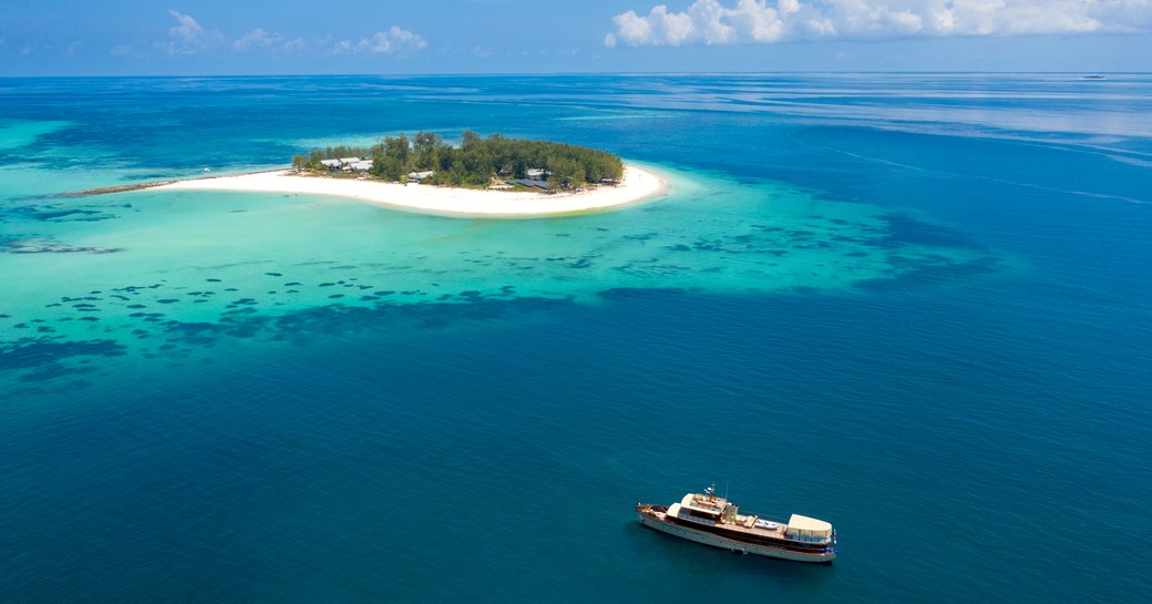 Yacht next to Thanda Island in East africa