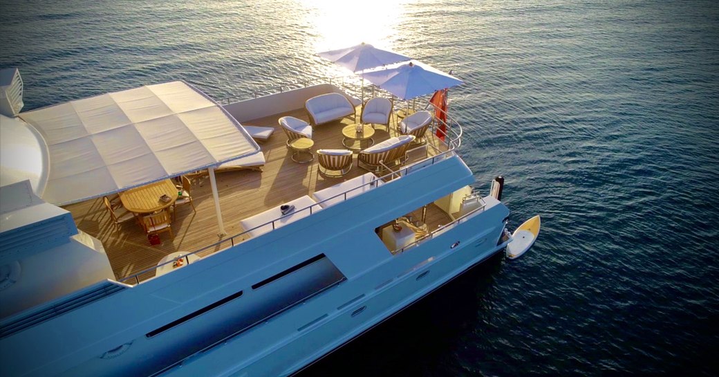 View of sundeck on superyacht LIONSHARE from above