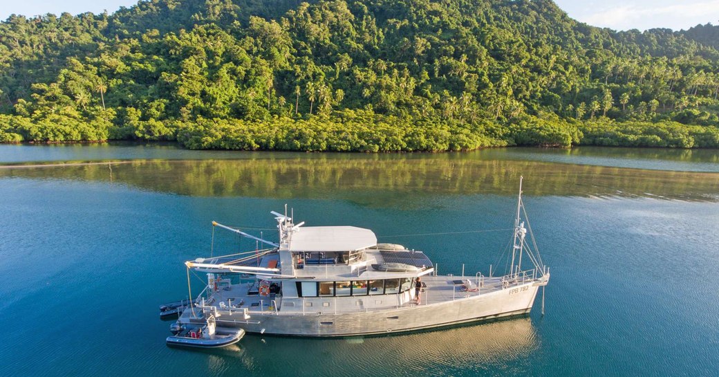 Exterior view of the superyacht Grey Wolf