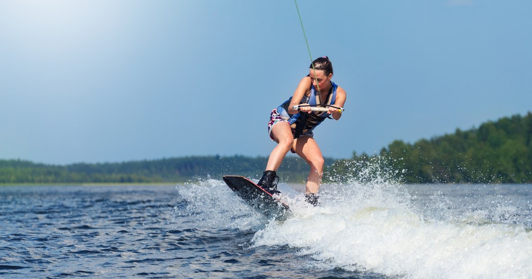 Woman wakeboarding