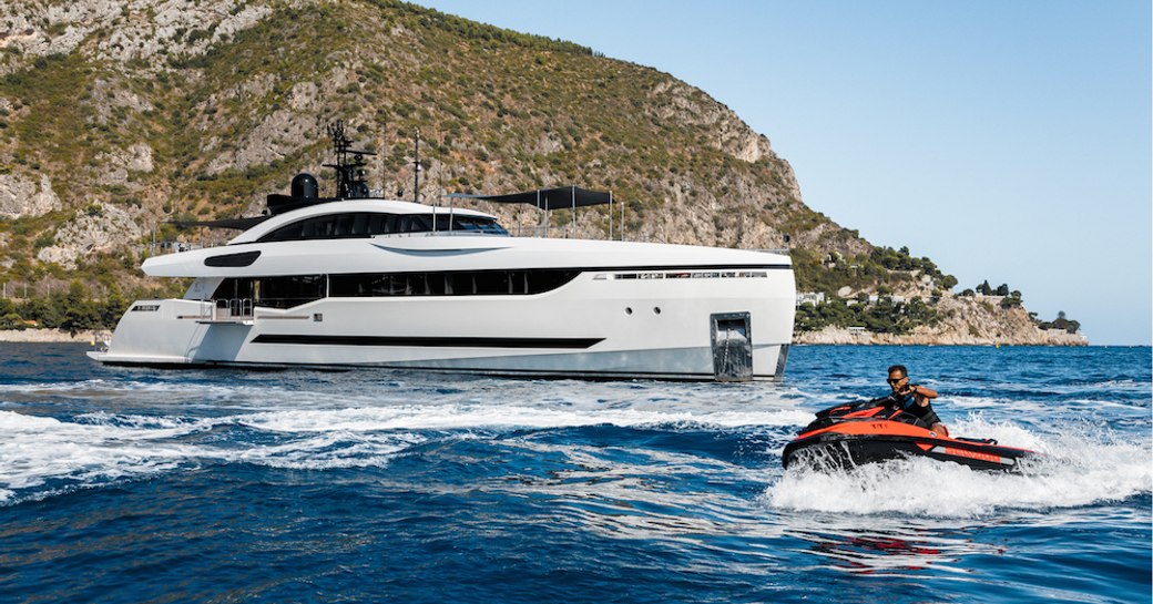 katia yacht with jet-ski in foreground