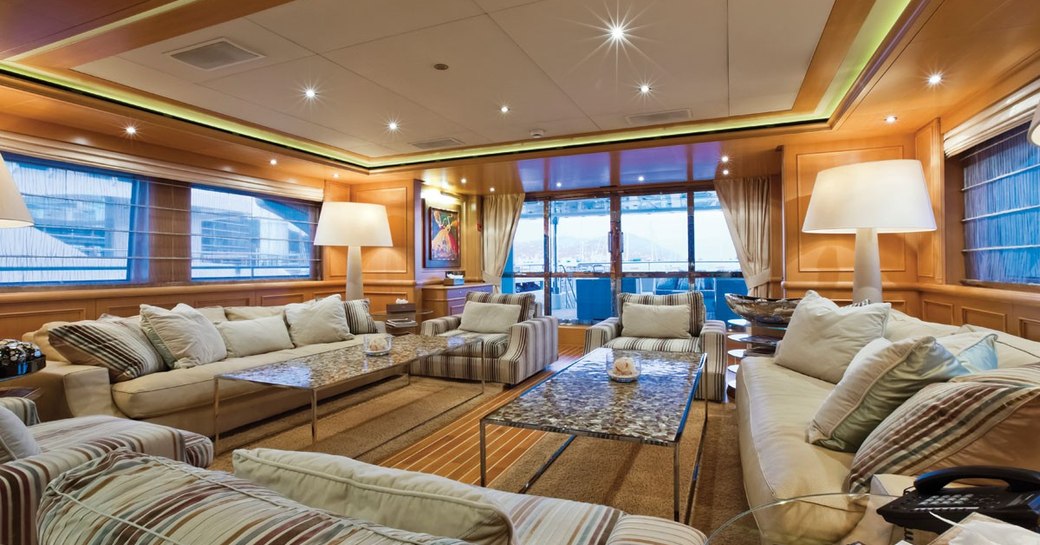 beach house style main salon on board charter yacht HANA