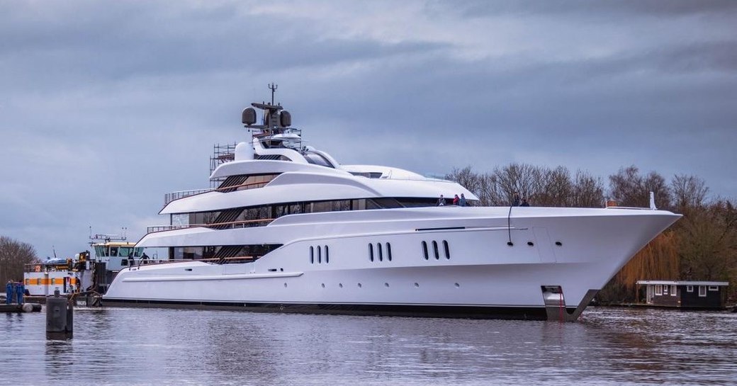 superyacht galina during launch