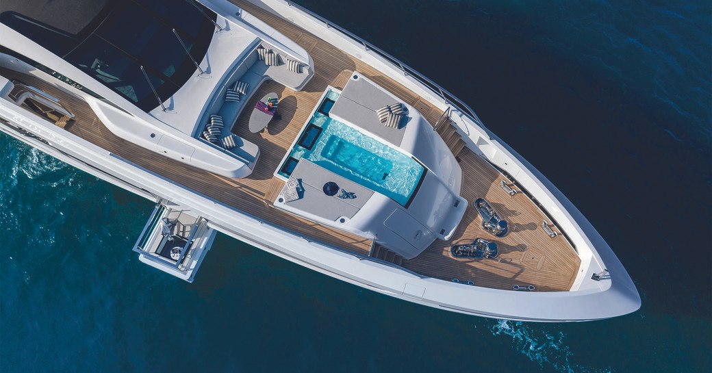 Superyacht MA aerial shot with pool and sea terrace