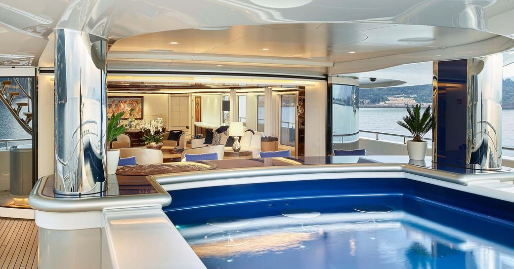 Swimming pool onboard superyacht charter EXCELLENCE