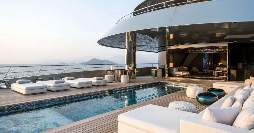 swimming pool on superyacht SAVANNAH