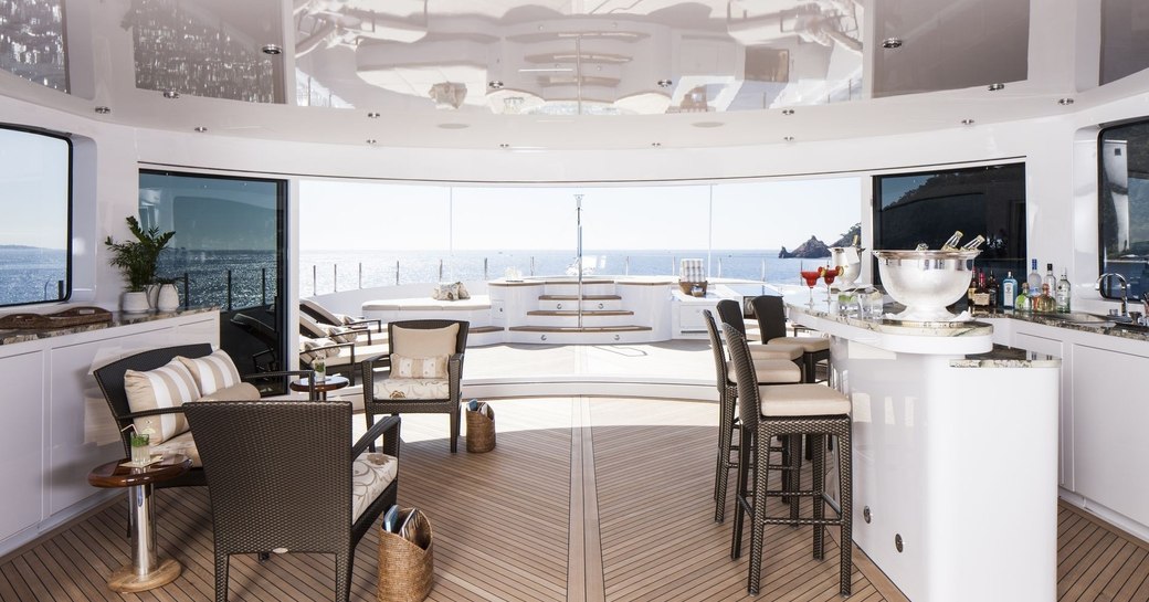 The sundeck of superyacht Lady Sara