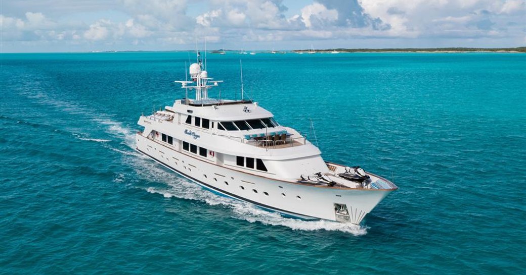 sweet escape luxury yacht underway in the exumas