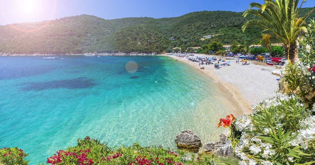 Sandy beach in Spetses, Greece