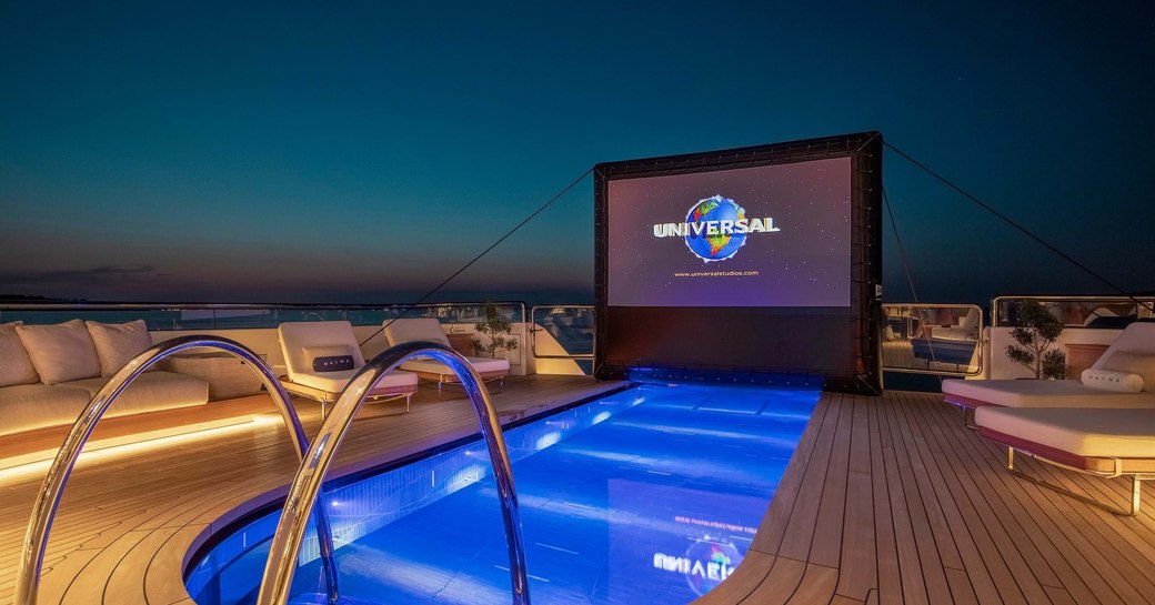 luxury yacht lunasea pool area with cinema screen