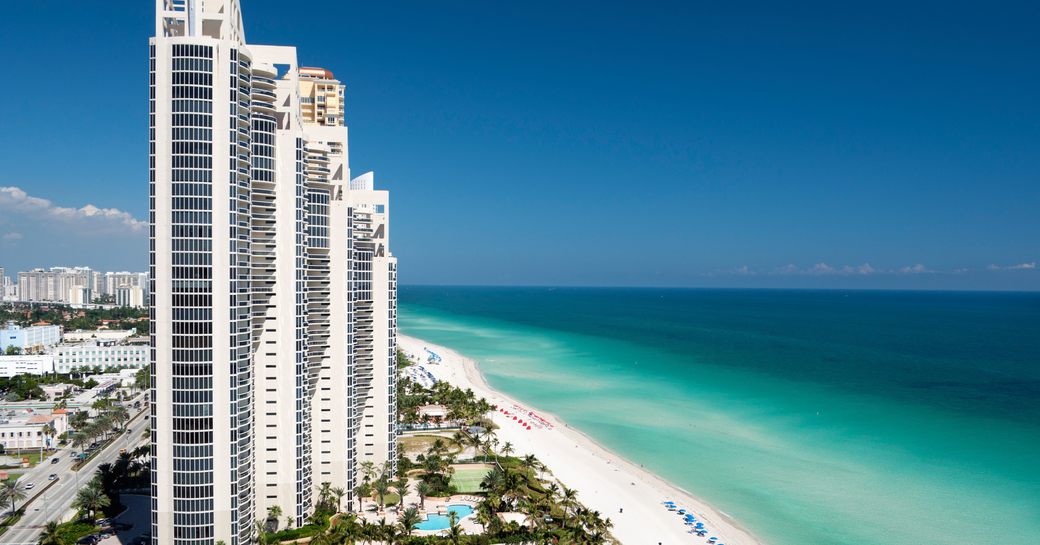 Skyscrapers tower over beachfront in Florida