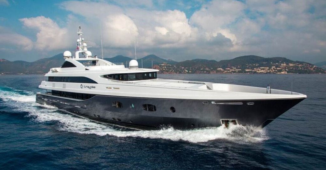 motor yacht TURQUOISE underway on a luxury yacht charter