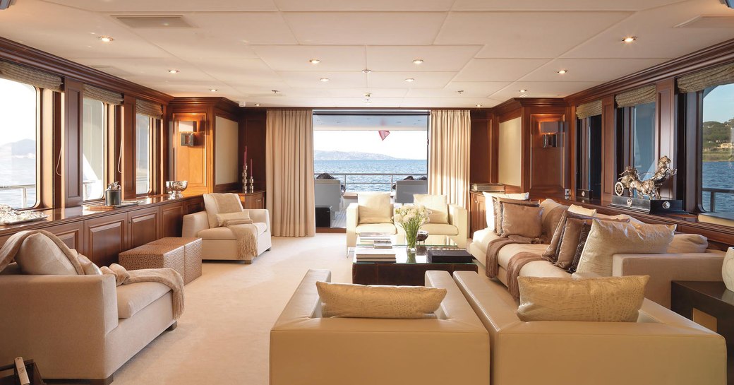 Main salon on board luxury yacht My Little Violet 