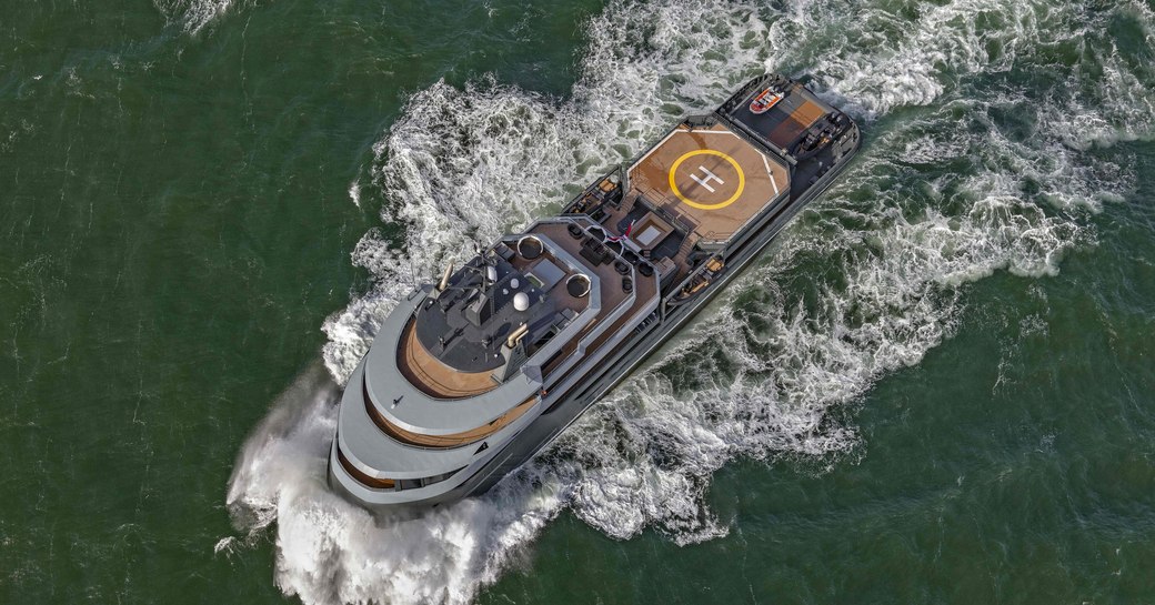 luxury yacht ragnar aerial view of yacht