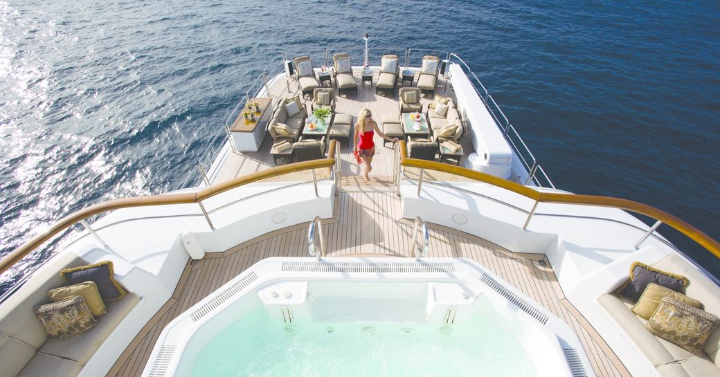 Superyacht UTOPIA's deck Jacuzzi and swimming platform