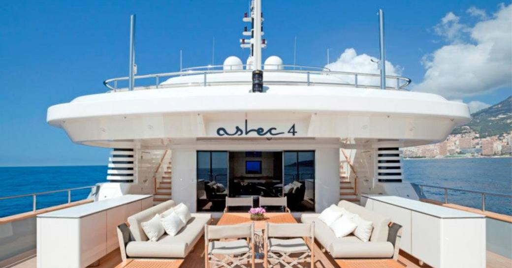 Exterior seating area onboard charter yacht ASLEC 4