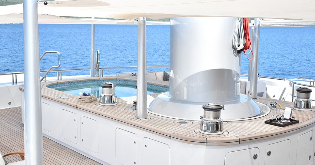 Deck Jacuzzi onboard charter yacht BLACK PEARL