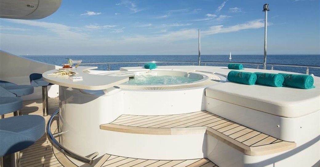 Jacuzzi on sundeck forward of charter yacht AUSTRALIS 