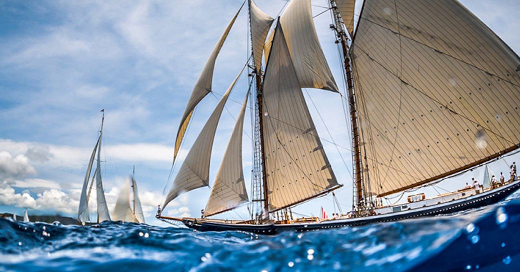 Classic sailing yachts competing at the Antigua Classic Sailing Regatta