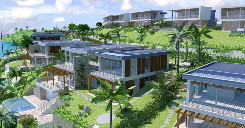 A rendering of the residential properties attached to the Porto Maho Marina in Sint Maarten