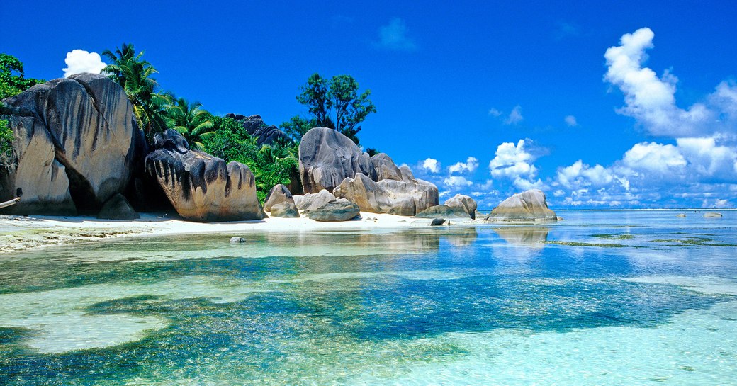 Beach and rock formations in Seychelles