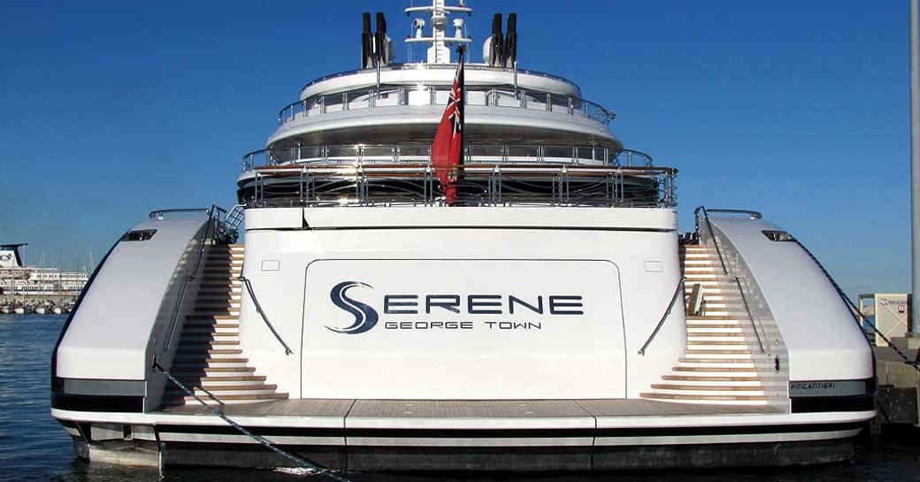 Stern view of Superyacht Serene