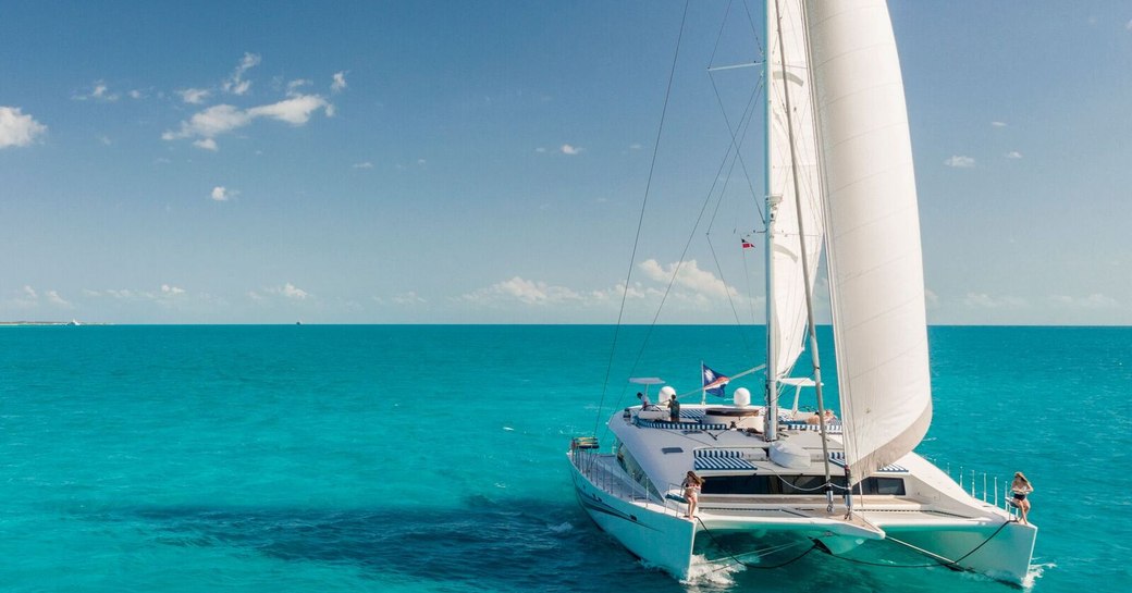 blue gryphon sailing cat in the bahamas