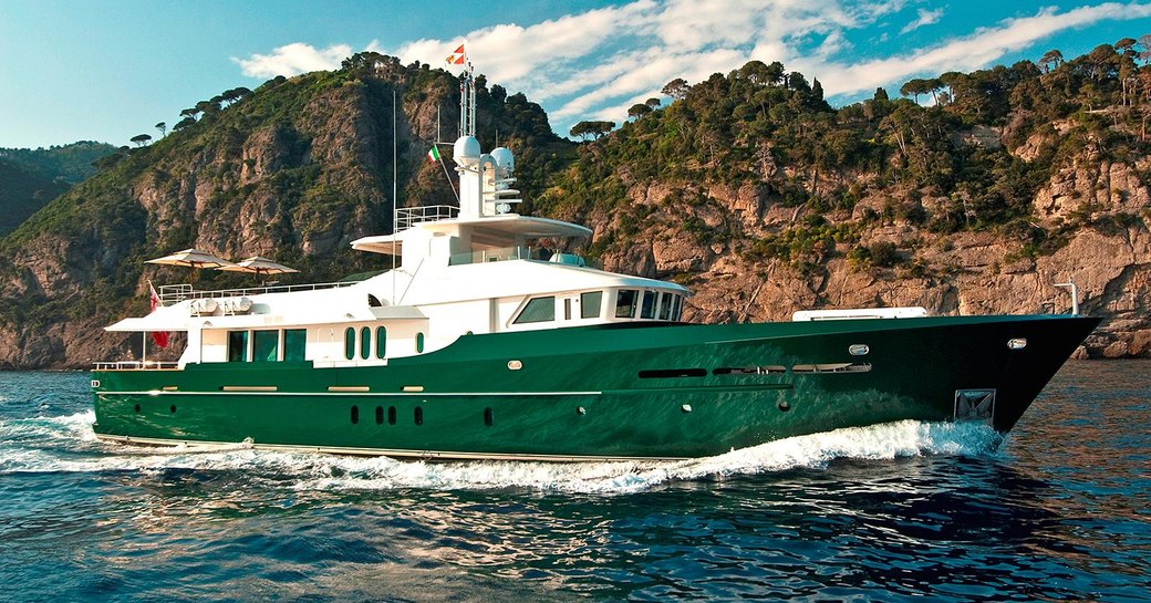 expedition yacht  yacht underway during a Mediterranean yacht charter