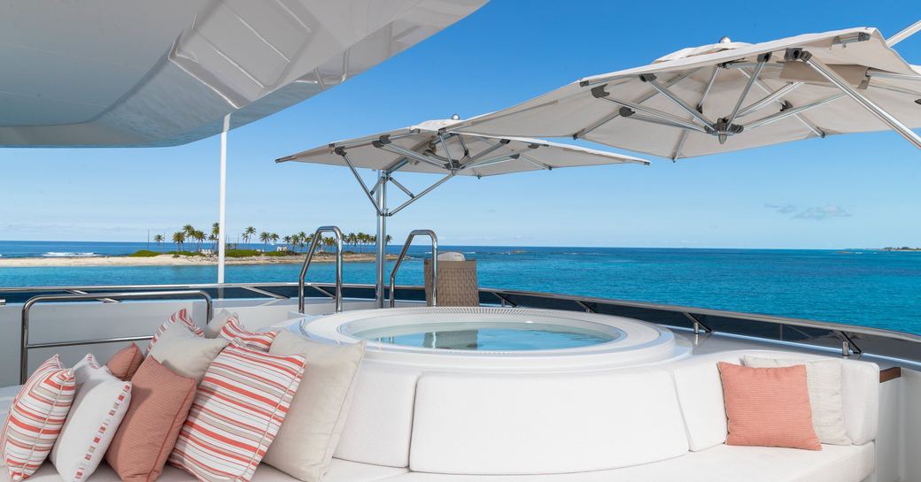 Deck Jacuzzi onboard yacht rental SANTOSHA