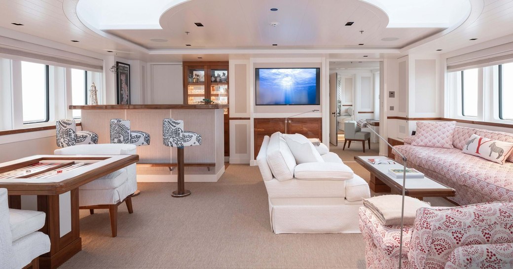 Light and airy interior on explorer yacht 'Blue II'