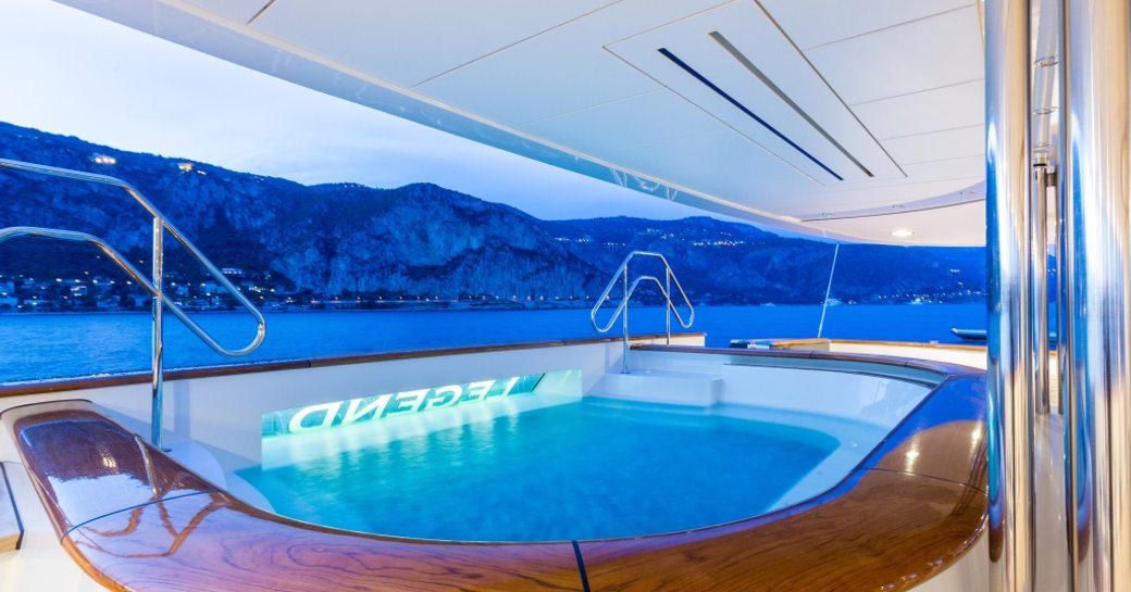 Outdoor jacuzzi onboard superyacht Legend