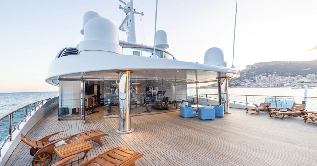 Charter yacht CARINTHIA VII exterior deck space with seats