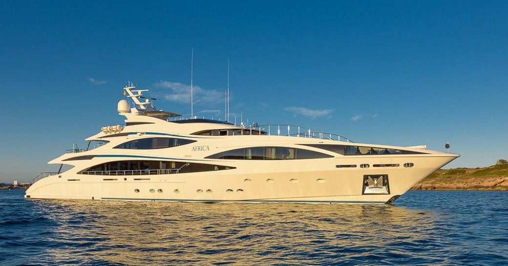 Luxury yacht 'Africa I' underway in the sunshine