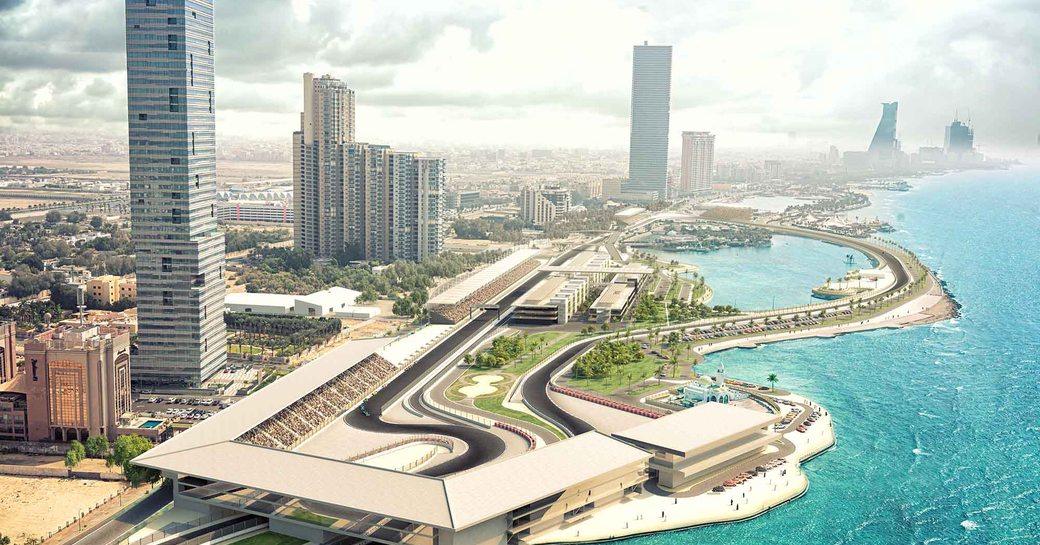 Artist impression of Jeddah Corniche Circuit, Saudi Arabia.