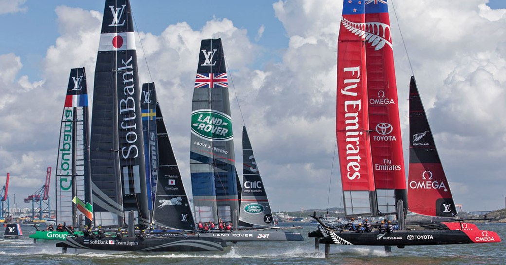 competitors line up for the America's Cup 2017