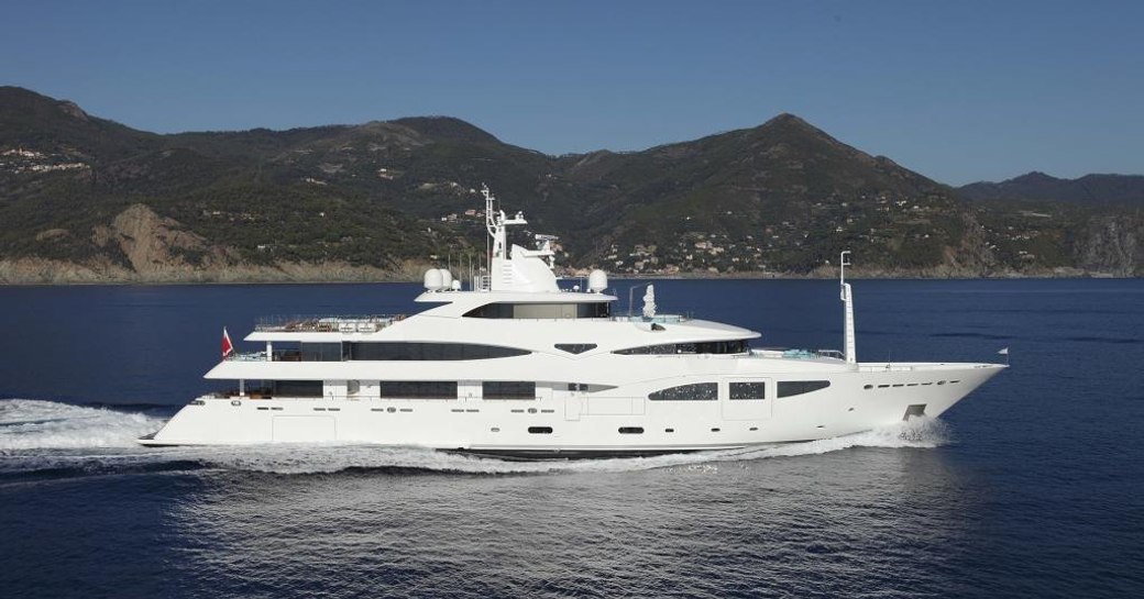 A running shot of superyacht 'Ramble On Rose'