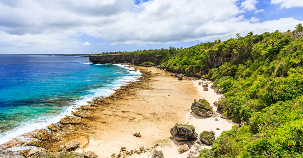 aerial view of rugged shores of Nuku'alofa, Tonga