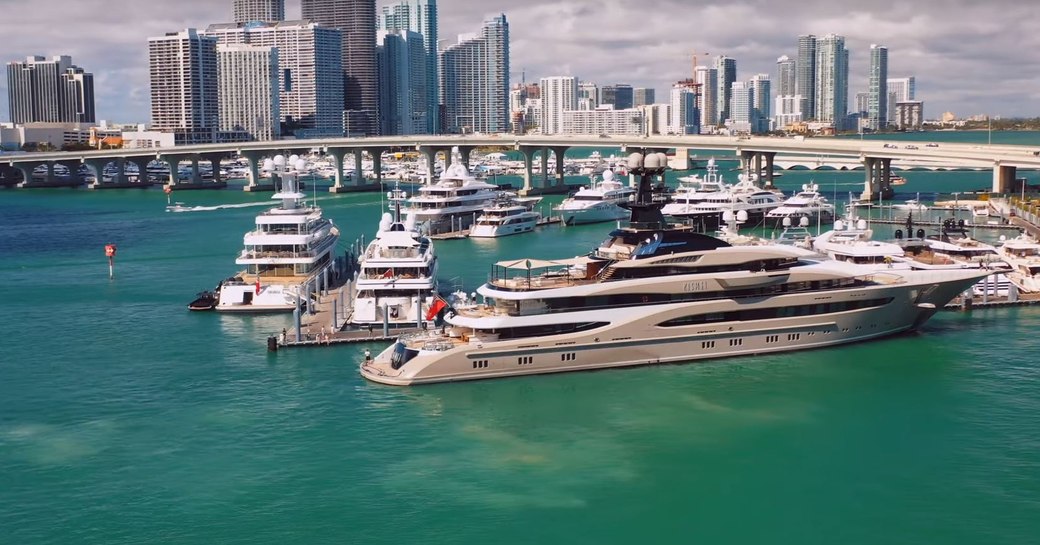 lurssen superyacht kismet docking in miami 