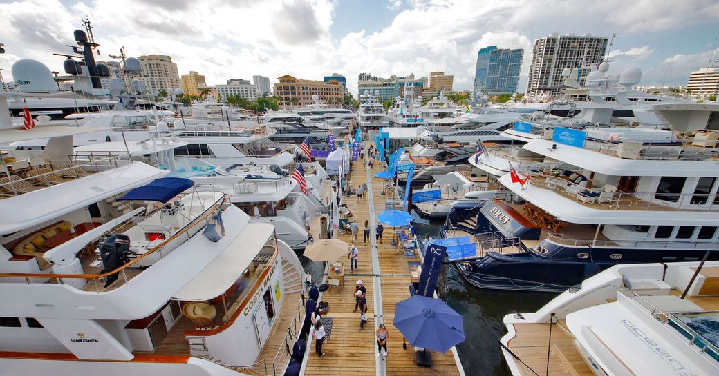 Superyachts berthed at Palm Beach