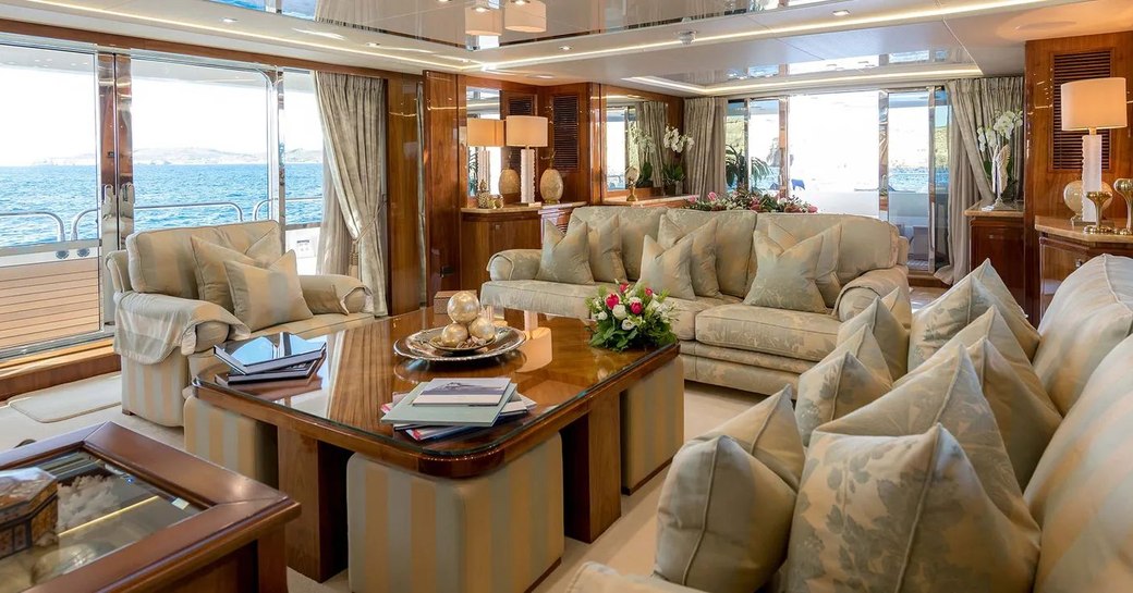 Main salon on board superyacht ANYA 