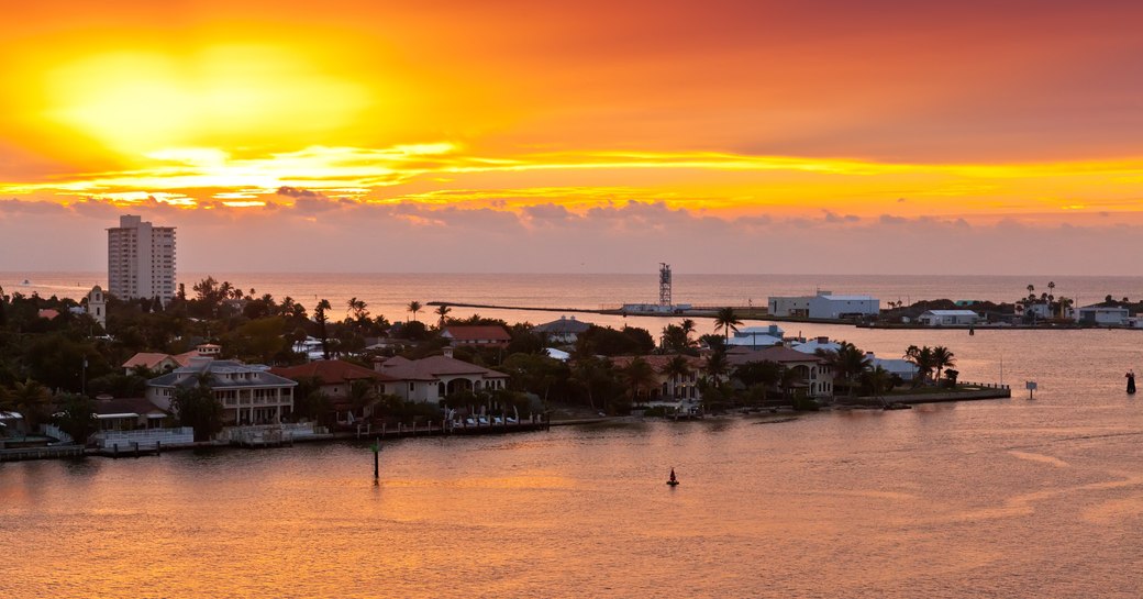 Sunset over bay in Florida