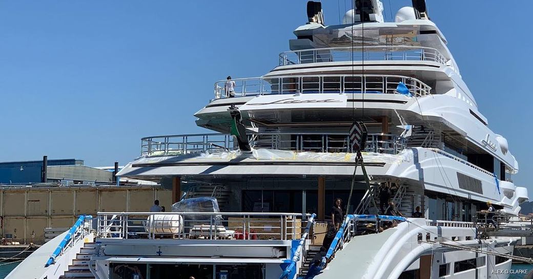 lana yacht docked at benetti facilities