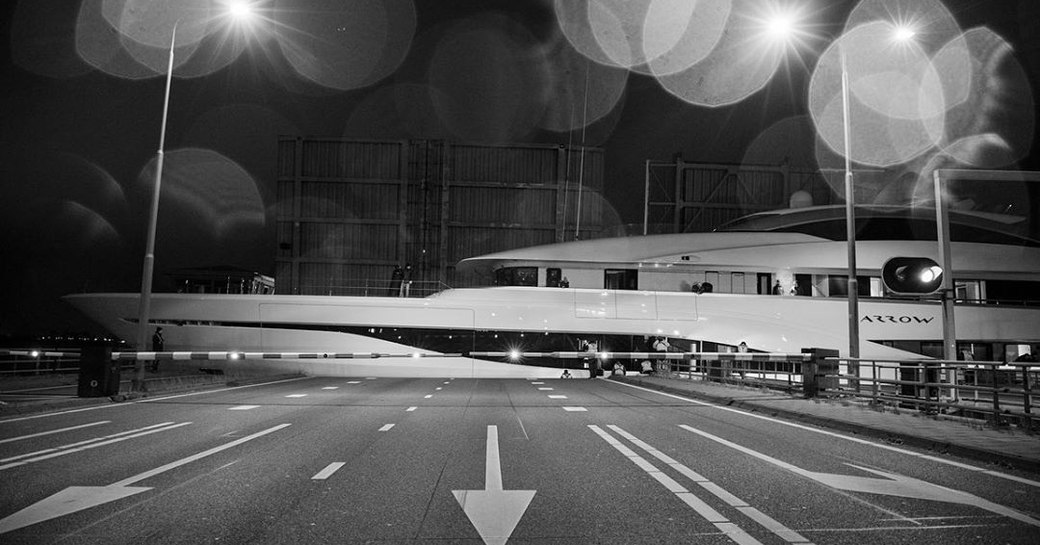 arrow yacht leaves via the canals of holland